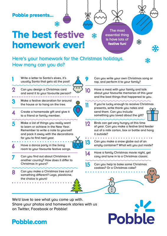 Alternative Festive Homework Ideas For The School Christmas Holidays